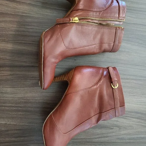 Nine West red leather booties 9.5M - Picture 6 of 9